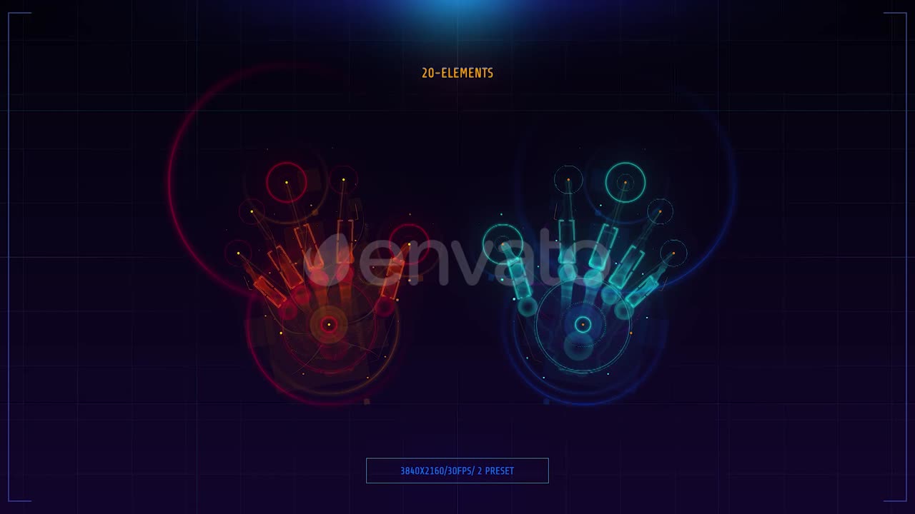 科技感手掌扫描HUD动画 HUD UI SCREEN 2 Hands SCAN 45483450
